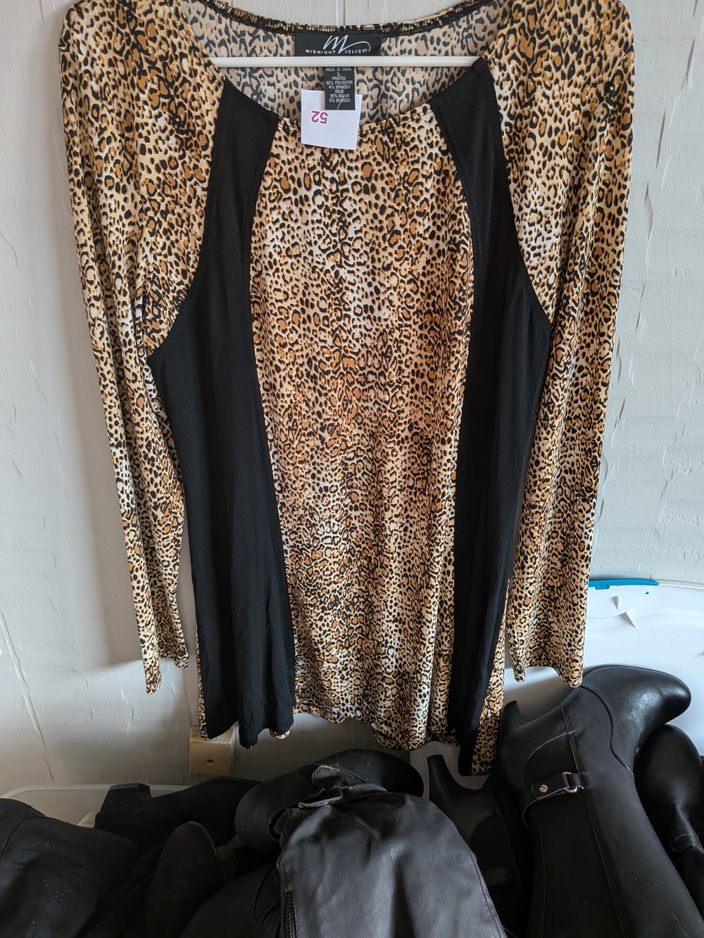 Midnight Velvet Leopard Print Tunic with Black Panels